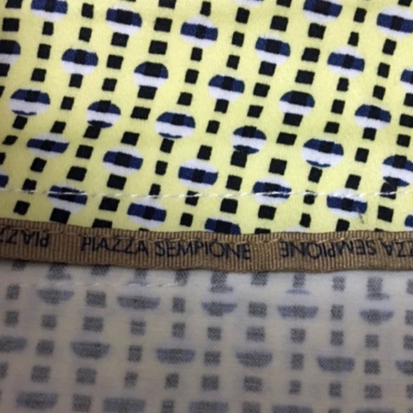 PIAZZA Sempione Brigitte Pants Trousers Cropped Capri Yellow Navy Multi Print - Picture 7 of 13